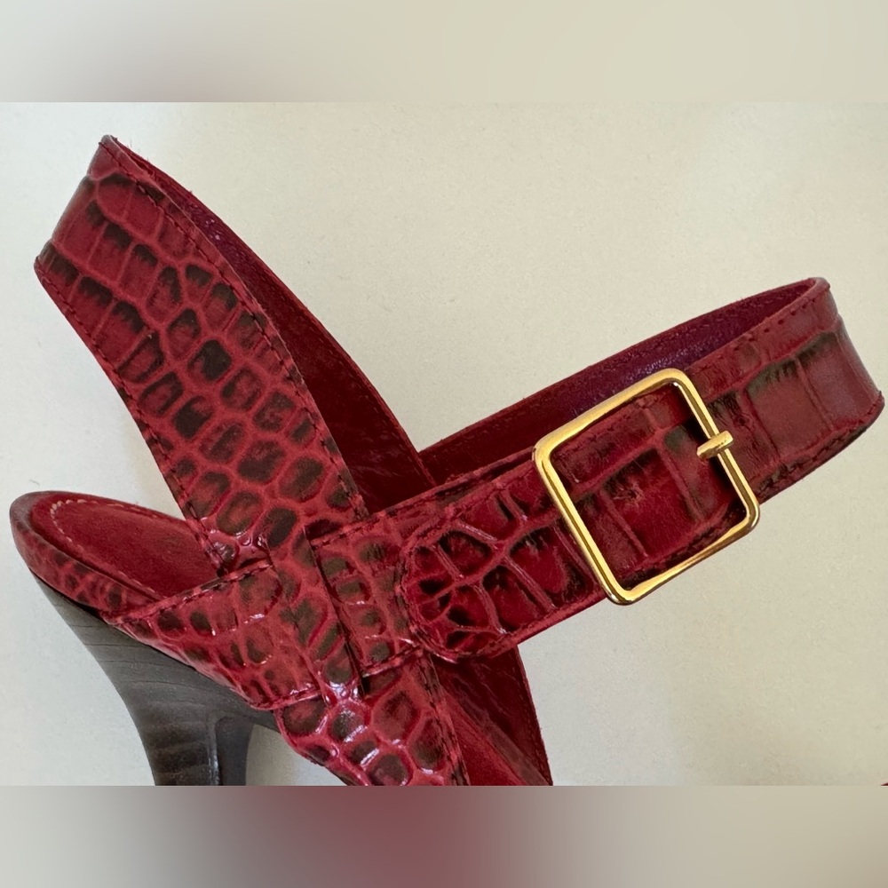 NEW Ralph Lauren - Lauren alligator embossed open toe Sandals - Picture 11 of 13